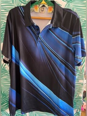 Hardaddy Black & Blue Performance Polo Shirt gold sz L